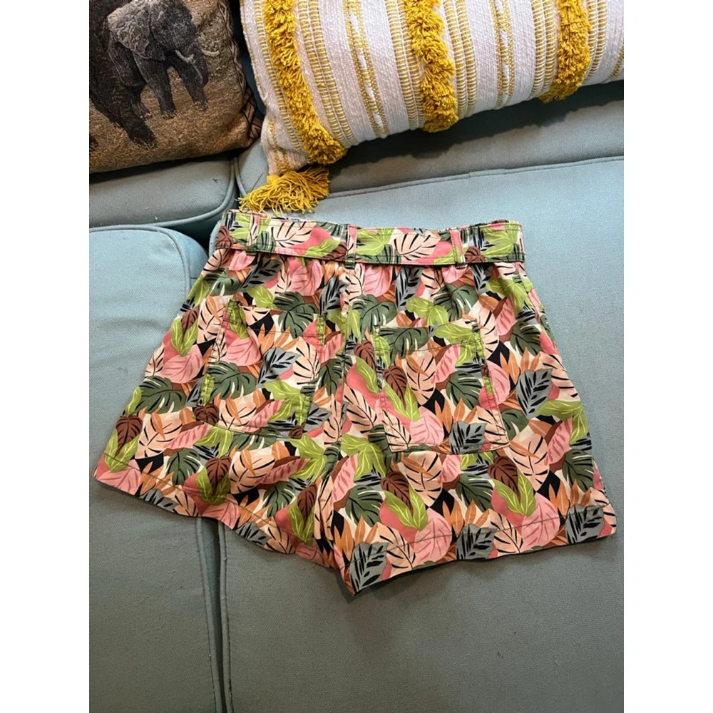 Women's LOFT High Waist Tropical Leaf Print Shorts S - Picture 4 of 4